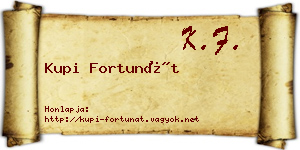Kupi Fortunát névjegykártya